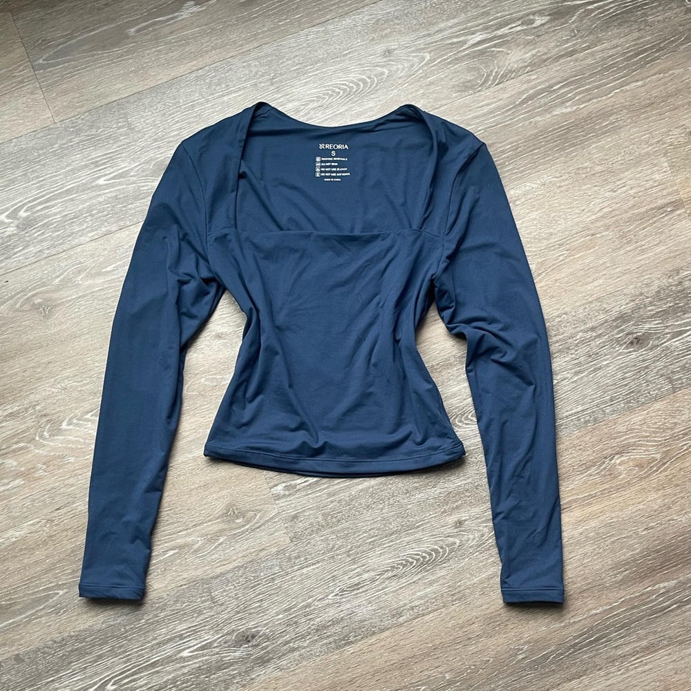 Blue Square Neck Top